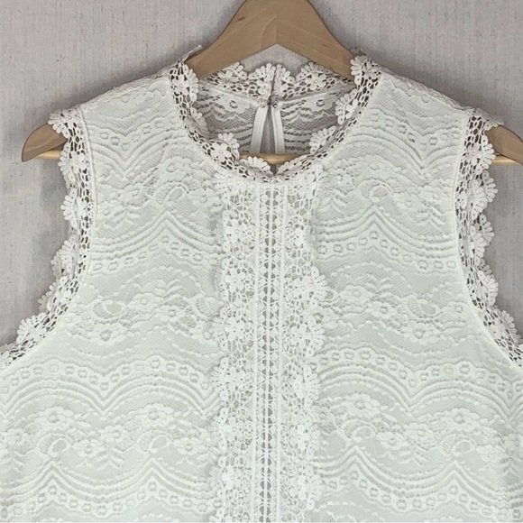 City Triangles~NWT~Sleeveless High Neck Ivory Lace‎ Mini Shift Dress~Sz 2XL - Picture 2 of 14